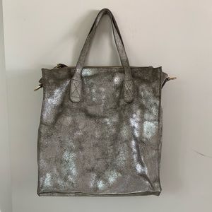 Erin Condren Suede Silver Metallic Tote